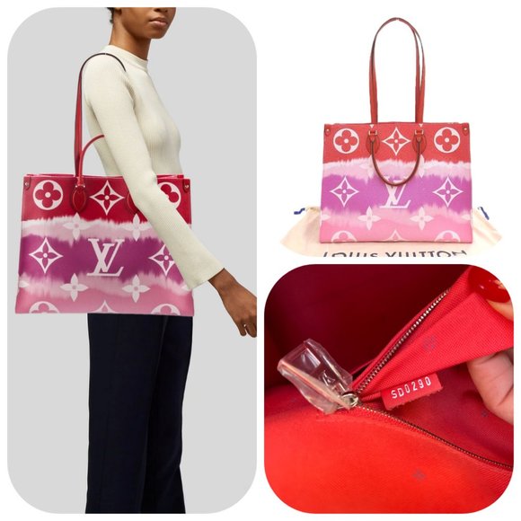 Auc Louis Vuitton Monogram Giant Escale OnTheGo GM 2WAY Bag Rouge SD0290 - Picture 1 of 15